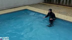 Wetsuit Bondage Mermaid Slippery Pool Kink with Fins, Rope &amp; Deep Diving