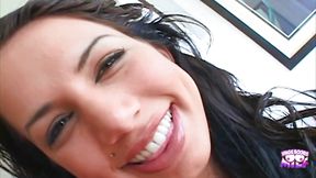 Hot blonde and brunette babes engage in a sizzling threesome with deepthroat blowjobs