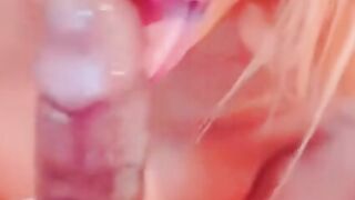 Slimy oral sex with cum inside mouth