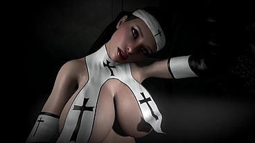 Naughty Nun on Top in the Rain in POV