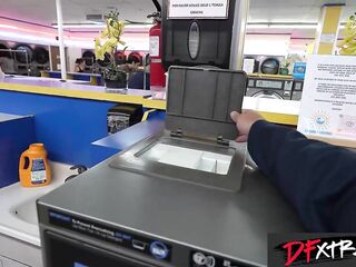 Black Domme Destiny Mira's Steamy Laundromat Hookup wt BIGGEST Tool