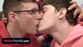 Twink Trade - Nerdy Twink And His Straight Friend Get Fucked By Ther Step Dads For Valentines Day