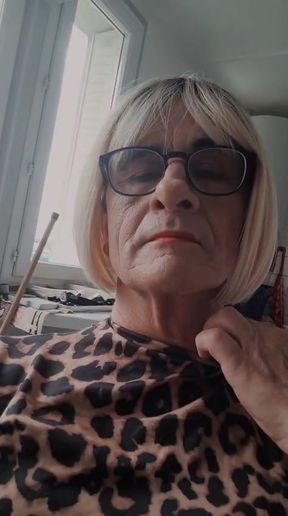 Old slut in leopard dress