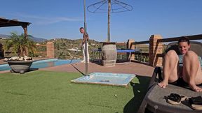 Caught playing with my wet pussy & gave the pool guy a job