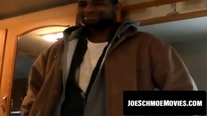 Black amateur moans as mouth milks his stroking dick