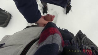 blowjob by snow outdoor