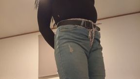 Crossdresser bound and ductaped gagged walking in her room