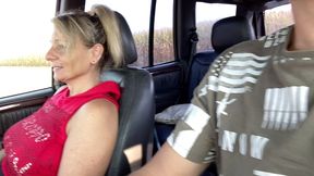 beautiful slut loves to suck cock in the car before getting ass fucked