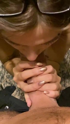 Stunning moment from &quot;Slutty waitress sucking my cock in the restaurant&#039;s TOILET!&quot;