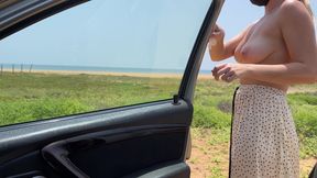 Batty Lux Topless Car Washing Busty Blonde Cleaning Car with Big Natural Tits