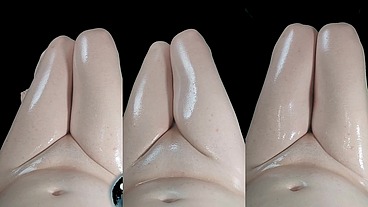 Oil Shiny Cute Dick Well Liquidity on Pretty Smooth Lovely Legs Masturbating