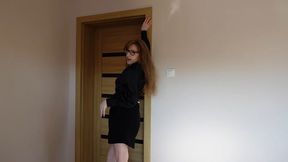 Secretary does a striptease in front of you