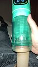 Playing with a toilet paper roll and a male stroker at the same time and cumming inside
