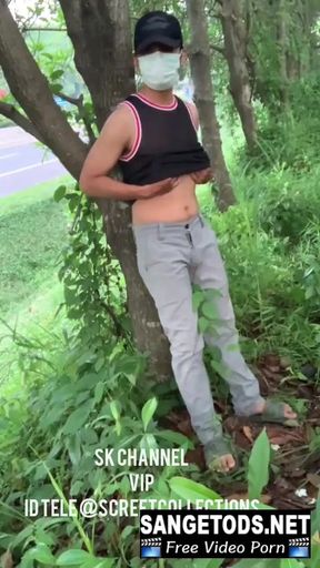 Asian handome boy jerk off