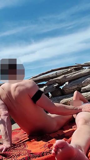 Thrilling moment from &quot;Fingering wet pussy on public beach and gets caught and interrupted by voyeur - MissCreamy&quot;