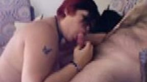 Red haired BBW slut gives me head and then I screw her hard doggy style