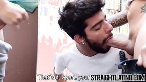 ”Horny straight jock butt ravaged bareback in passionate 3way”