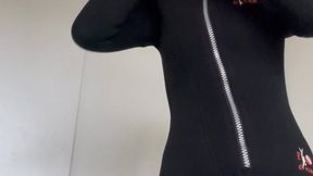 Latex rubber catsuit and scuba wetsuit toy fun