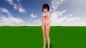 Anime Girl In Toyota Nono Wearing A Mostly Naked Micro Bikini