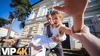Sarah Kay fucks in her wedding dress while her fiancee watches