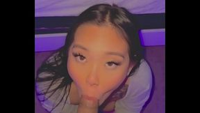 Back room crazy hot sloppy blowjob and fucking slutty asian POV MISSIONARY