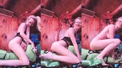 Riding Alien Blow Up Doll In Black Dress