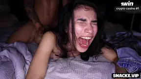 Petite Latina screams during rock-hard missionary drill