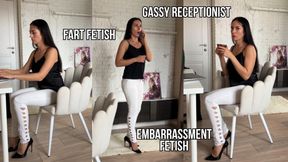 The Gassy Receptionist - Accidental Office Farting in Tight Jeans