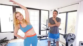 Divorced woman hires personal trainer and fucks him after noticing his massive hard on during workout