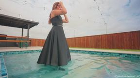 Samantha's First Swim in a Formal Dress, Tights and Heels