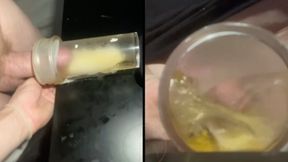 Pissing in a fleshlight helped by a friend POV