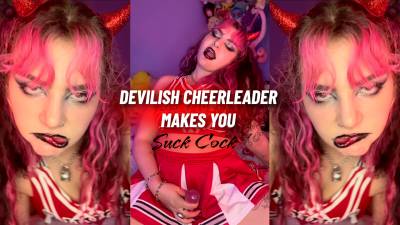 Devilish Cheerleader Makes You Suck Cock