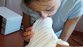 My White Sneakers Get Sucked by My Girlfriend - Lesbian Illusion