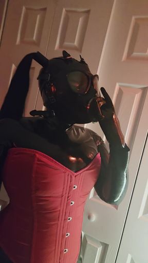 Woman in latex finger play and glove fetish