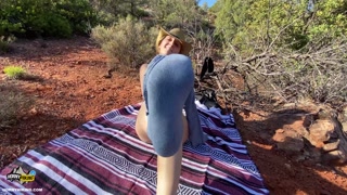 Ride him cowgirl public sex - Horny Hiking ft Molly Pills - POV 4K