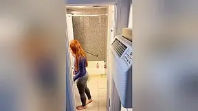 Redhead Undressing And Showering