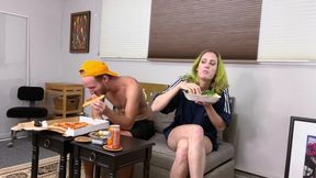 Sexy Man and Woman Eating Food