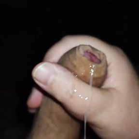 Small uncut penis cumshot