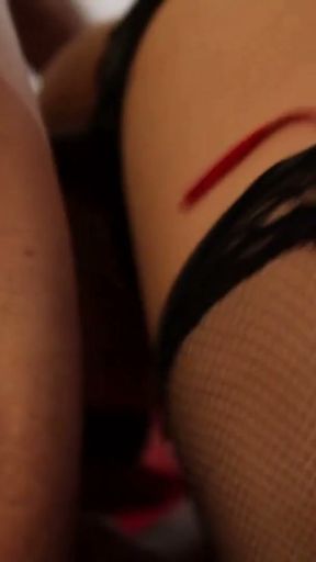 032 - Quick fuck in my red dress, tight and satin, and in satin lingerie.   Clip 2