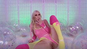 Pretty blonde fingering pussy before sucking big dick