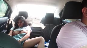 I seduce Uber driver on the way home by masturbating in his car.