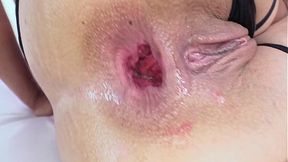 Latina girl with big gape enjoys strong DAP and black cum