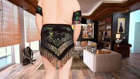 Playful Femboy Resting Head on Soft Pink Pillow