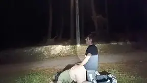 Public park GF gives hot blowjobs and face nail in Spanish