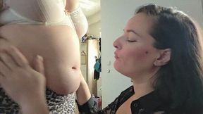 Worshiping Tamara's belly button