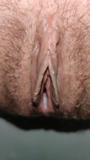 Wet pussy peeing and dripping creampie after hot sex  close up
