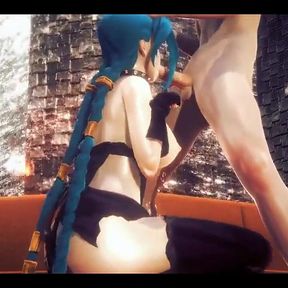 Lol Hentai - Jinx Tied up Like a Bitch Sucks a Cock - Japanese Asian Manga Anime Film Game Porn