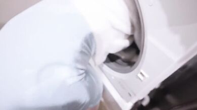 Landlord stuffs female tenant in washing machine and fucks