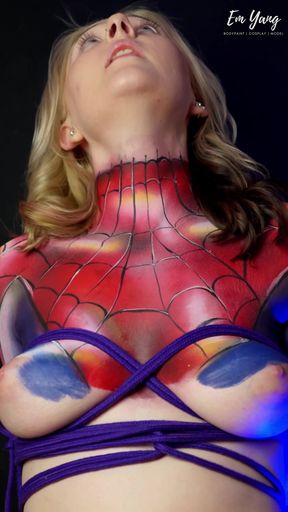 Cosplay Mj Spidey Body Paint Tied &amp; Teased