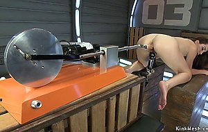 Brunette hottie fucks machines
